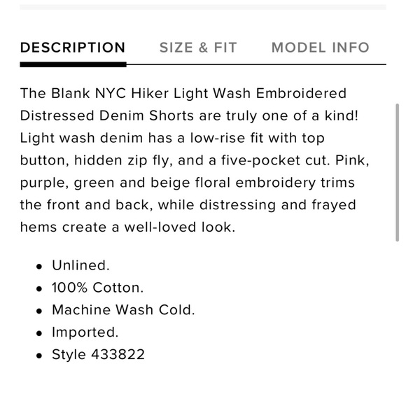 Blank NYC Hiker Light Wash Embroidered Distressed Denim Shorts 29 - Picture 9 of 9